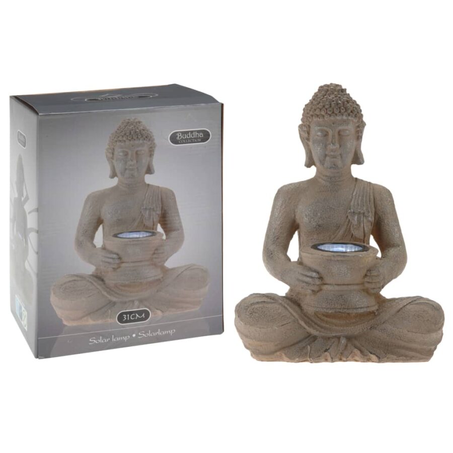 ProGarden Boeddha met solarlamp polystone - Afbeelding 2