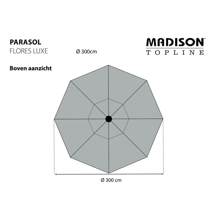 Madison Parasol Flores Luxe rond 300 cm taupe - Afbeelding 11