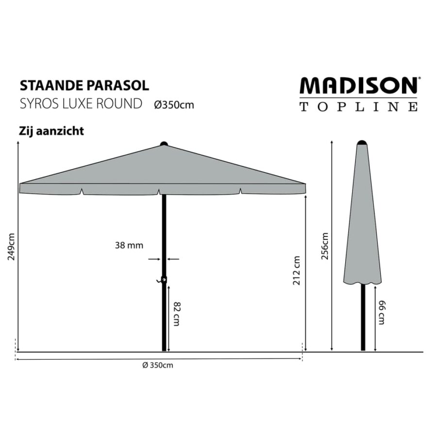 Madison Parasol Syros Luxe rond 350 cm grijs - Afbeelding 6