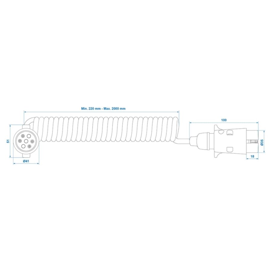 ProPlus Spiraalkabel met 2x7-pins stekker 3 m - Afbeelding 3
