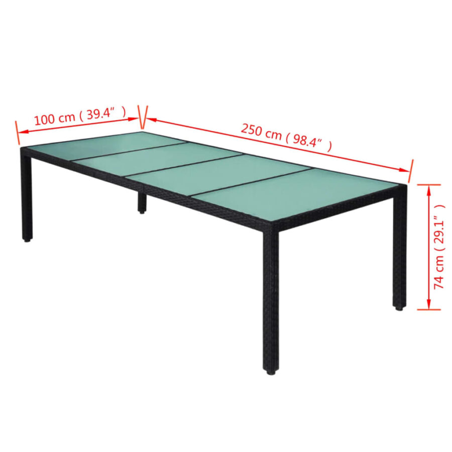 11-delige Tuinset met kussens poly rattan zwart - Afbeelding 7