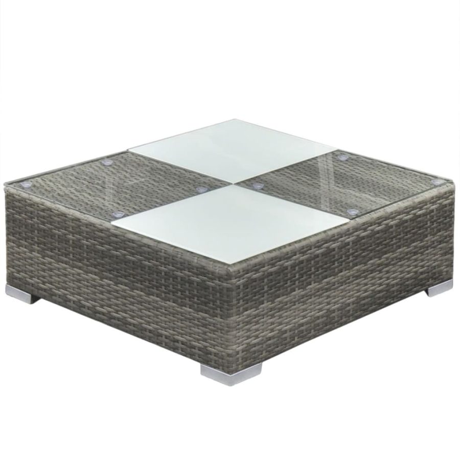5-delige Loungeset met kussens poly rattan grijs - Afbeelding 6