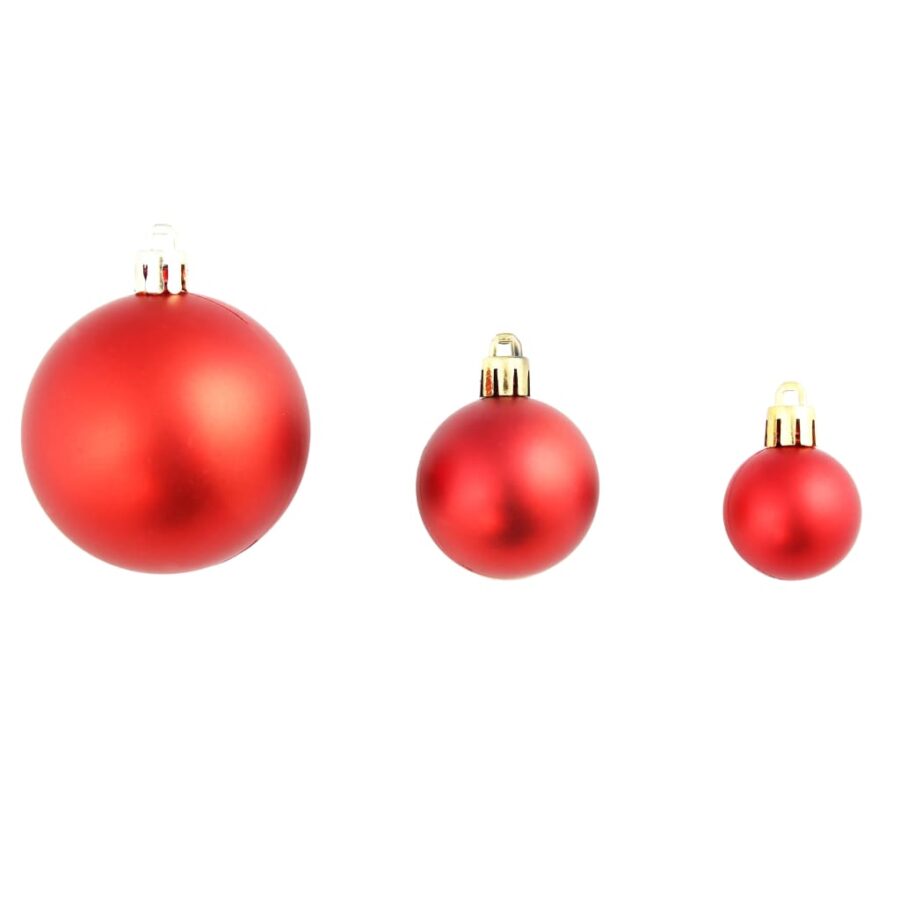 100-delige Kerstballenset 3/4/6 cm rood - Afbeelding 4