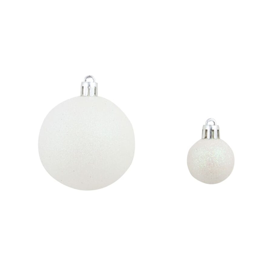 100-delige Kerstballenset 3/4/6 cm wit/grijs - Afbeelding 10
