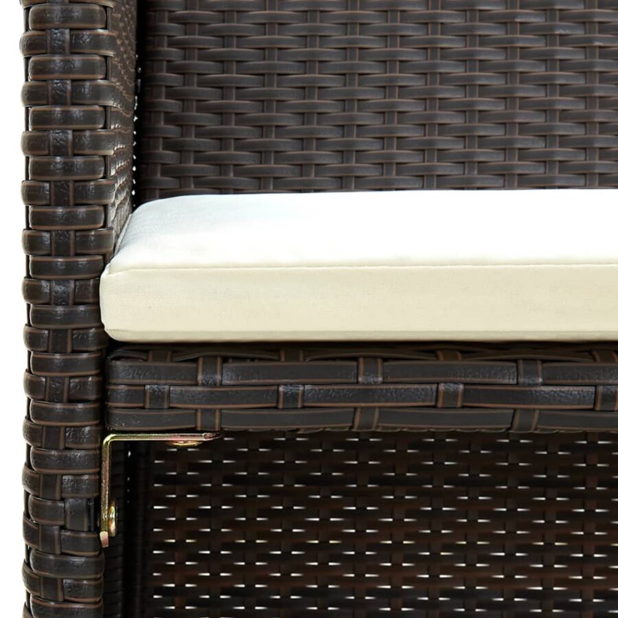 4-delige Loungeset met kussens poly rattan bruin - Afbeelding 8