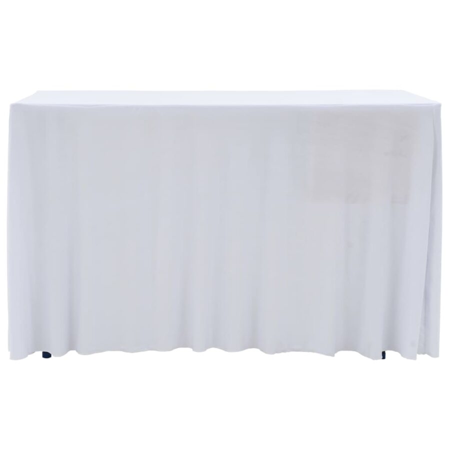 2 st Tafelhoezen stretch met rok 183x76x74 cm wit - Afbeelding 2