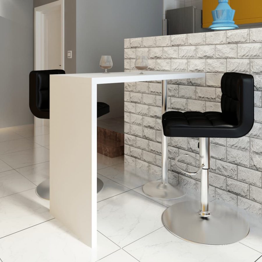Bartafel met 1 stalen poot MDF hoogglans wit