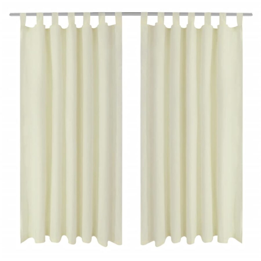 Micro-Satijnen Gordijnen met Ringen 140 x 245 cm 2 stuks (Creme)