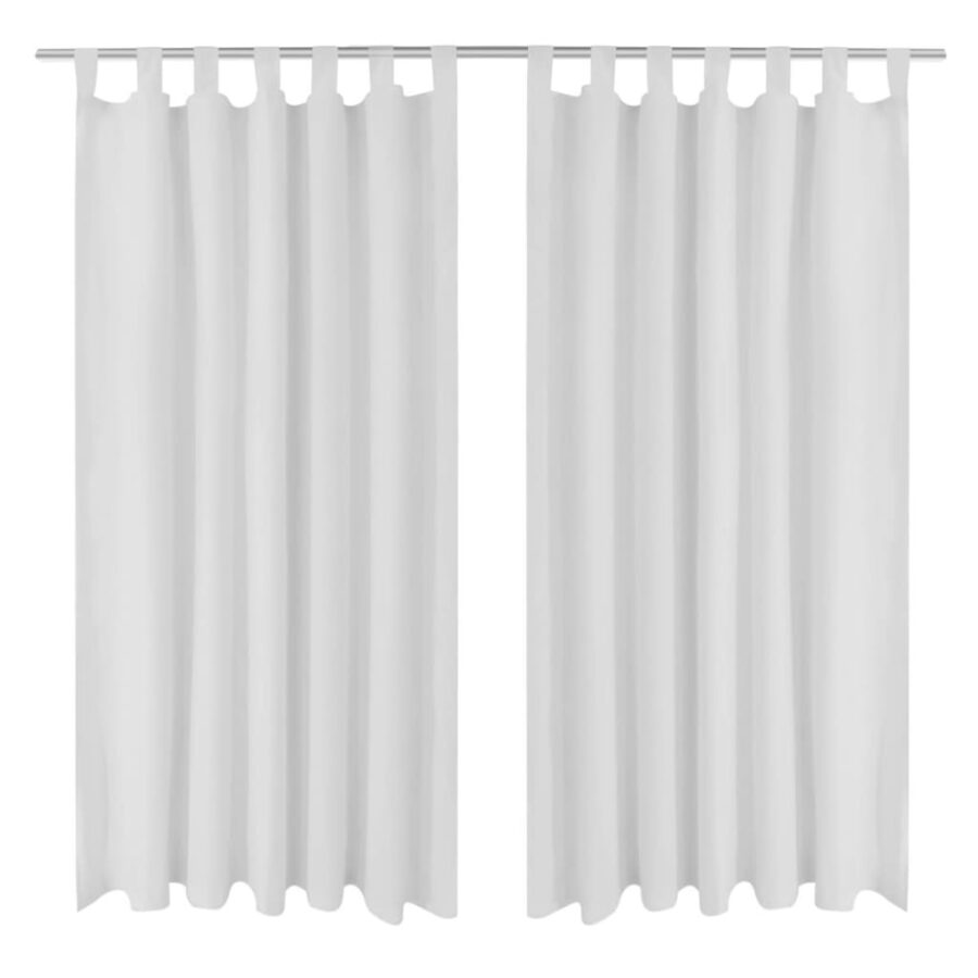 Micro-Satijnen Gordijnen met Ringen 140 x 245 cm 2 stuks (Wit)