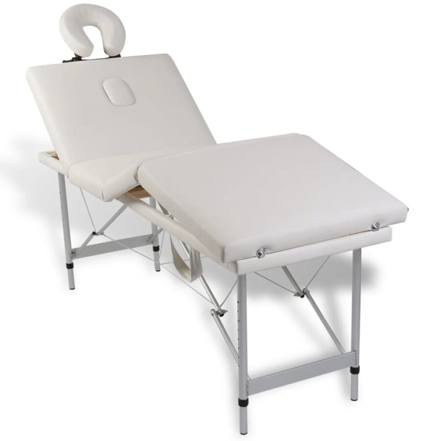 Massagetafel inklapbaar met aluminium frame (vier delen / crèmewit) - Afbeelding 9