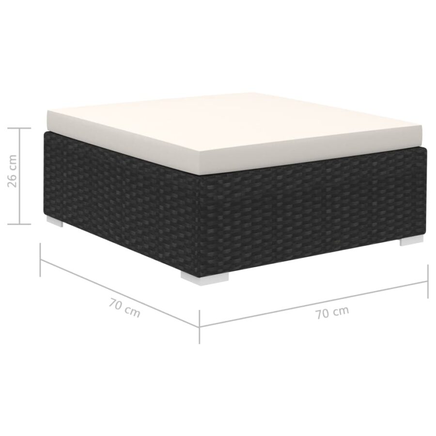 12-delige Loungeset met kussens poly rattan zwart - Afbeelding 9