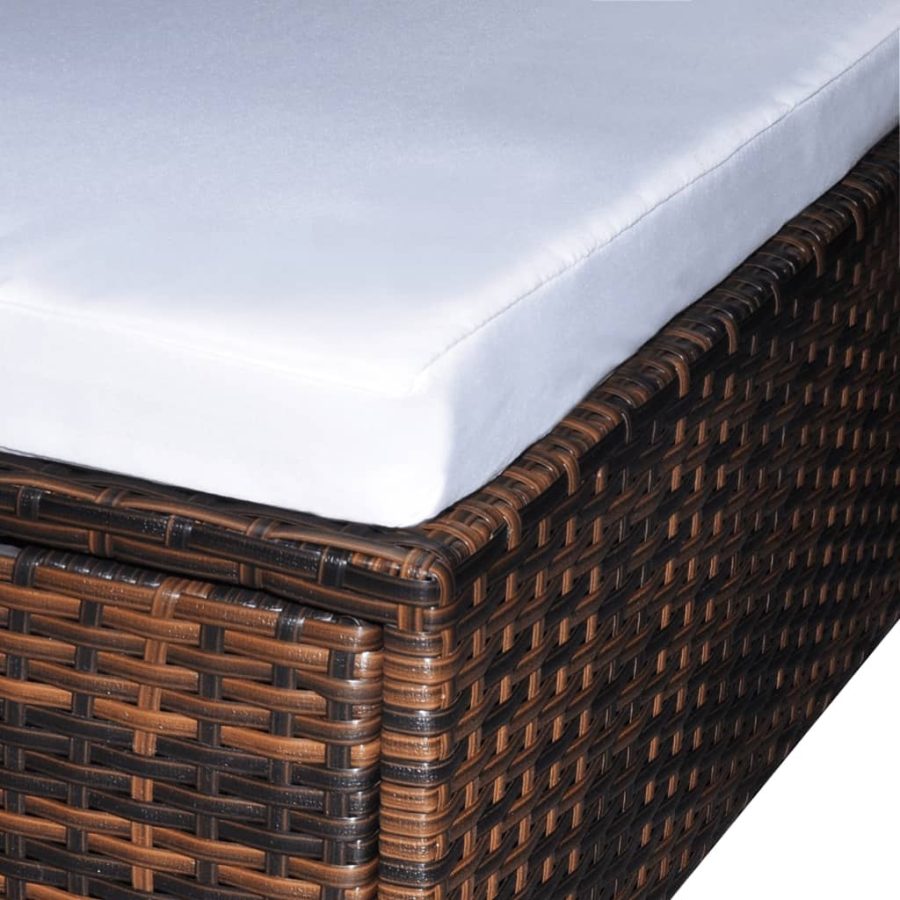 6-delige Loungeset met kussens poly rattan bruin - Afbeelding 3