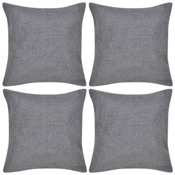 Kussenhoezen linnen look 40 x 40 cm antraciet 4 stuks