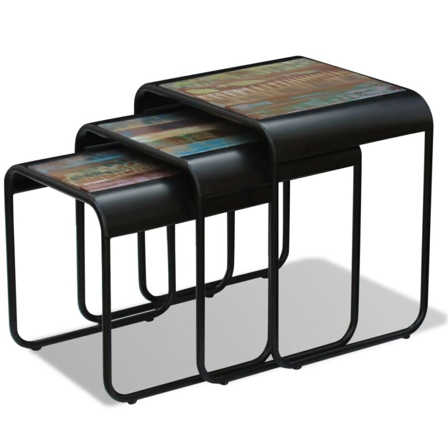 3-delige Tafeltjesset massief gerecycled hout - Afbeelding 5