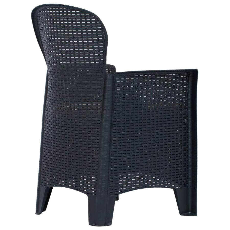 3-delige Tuinset rattan-look kunststof antraciet - Afbeelding 3