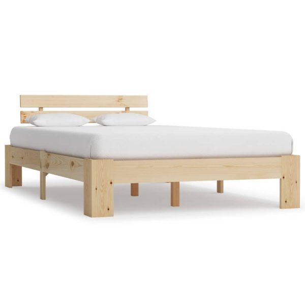 Bedframe met hoofdbord massief grenenhout wit 140x200 cm
