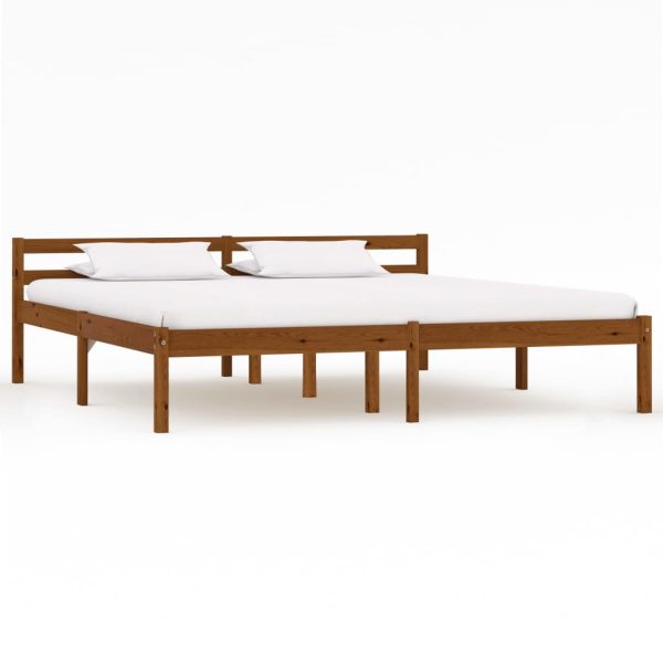Bedframe massief grenenhout honingbruin 180x200 cm