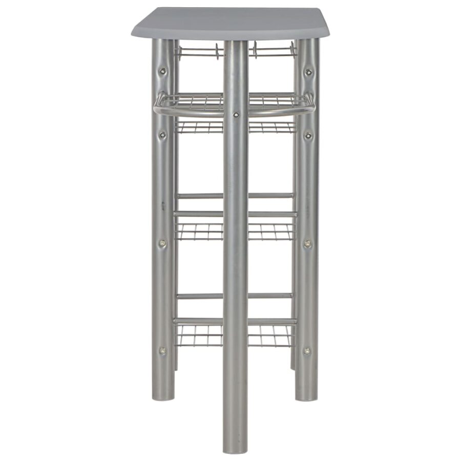 3-delige Barset met schappen hout en staal grijs - Afbeelding 4