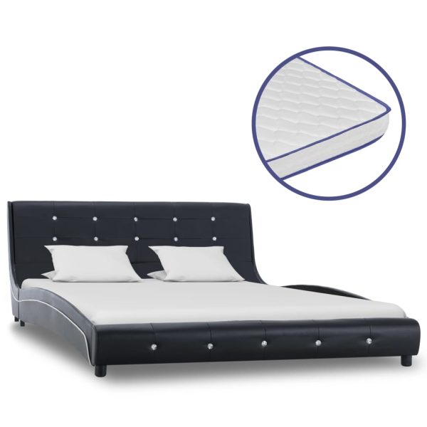 Bed met traagschuim matras kunstleer zwart 140x200 cm