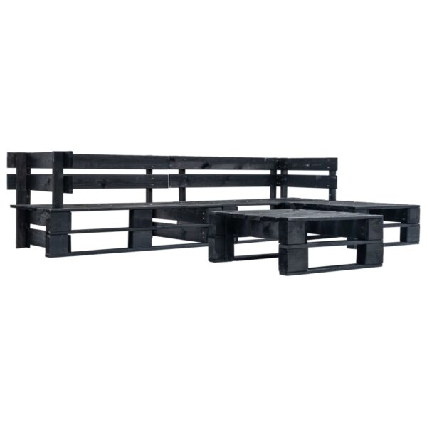 4-delige Loungeset pallet hout zwart