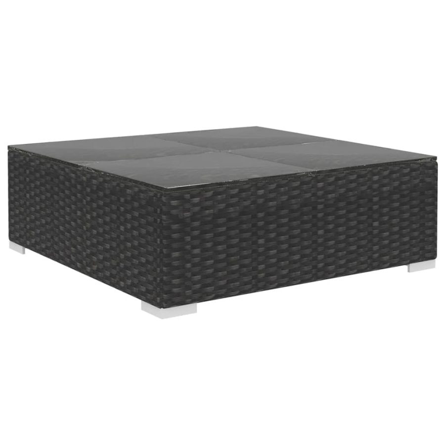 6-delige Loungeset met kussens poly rattan zwart - Afbeelding 6
