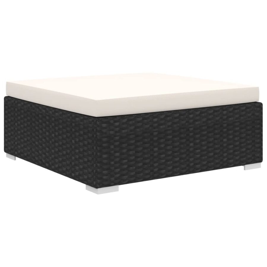 4-delige Loungeset met kussens poly rattan zwart - Afbeelding 6