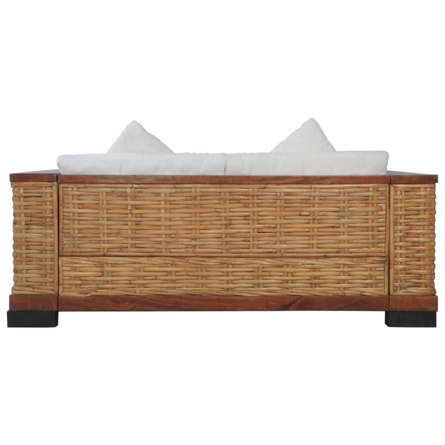 2-delig Bankstel met kussens natuurlijk rattan bruin - Afbeelding 6