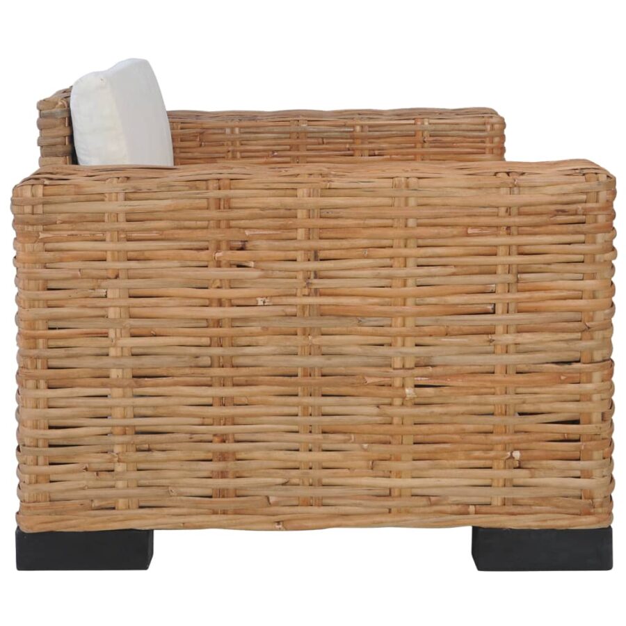 2-delig Bankstel met kussens natuurlijk rattan - Afbeelding 4