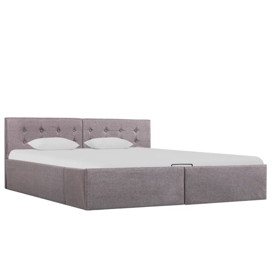 Bedframe met hydraulische opslag stof taupe 160x200 cm