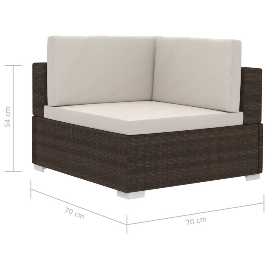 3-delige Loungeset met kussens poly rattan bruin - Afbeelding 10