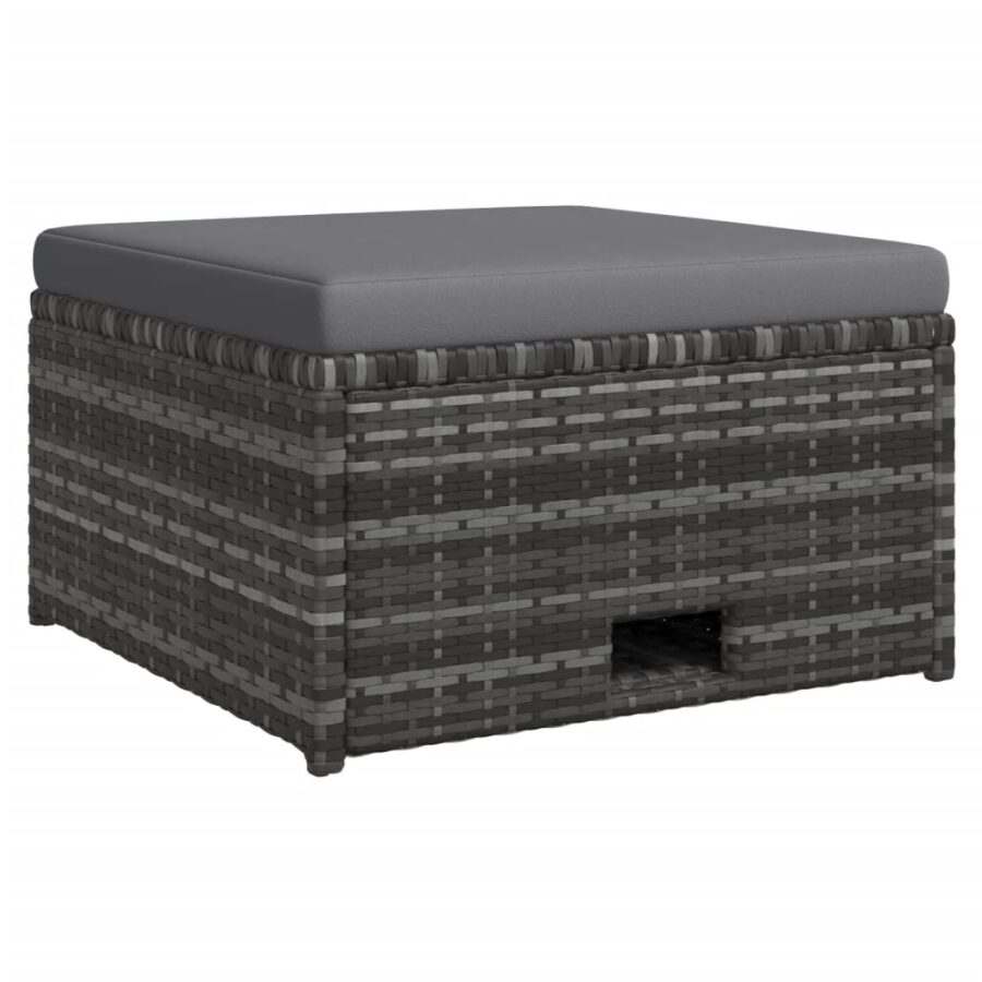 4-delige Loungeset met kussens poly rattan grijs - Afbeelding 7