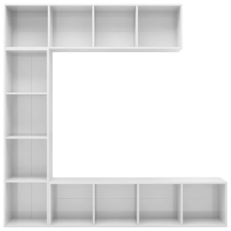 3-delige Boekenkast-/tv-meubelset 180x30x180 cm hoogglans wit - Afbeelding 4