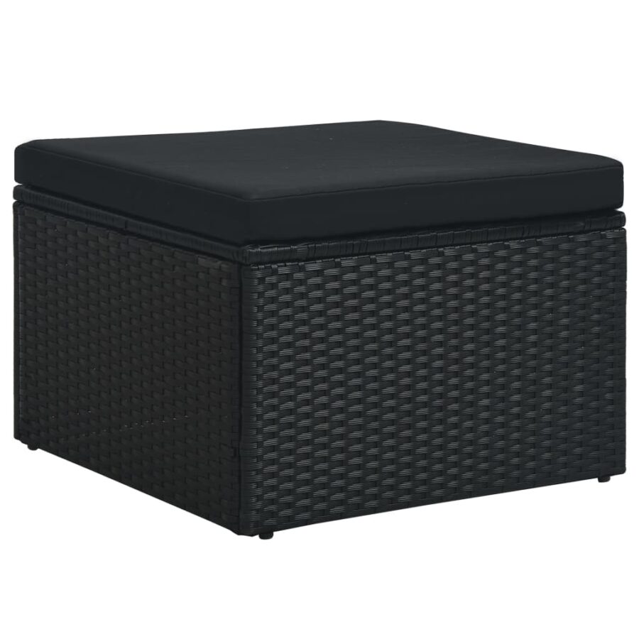 4-delige Loungeset met kussens poly rattan zwart - Afbeelding 8
