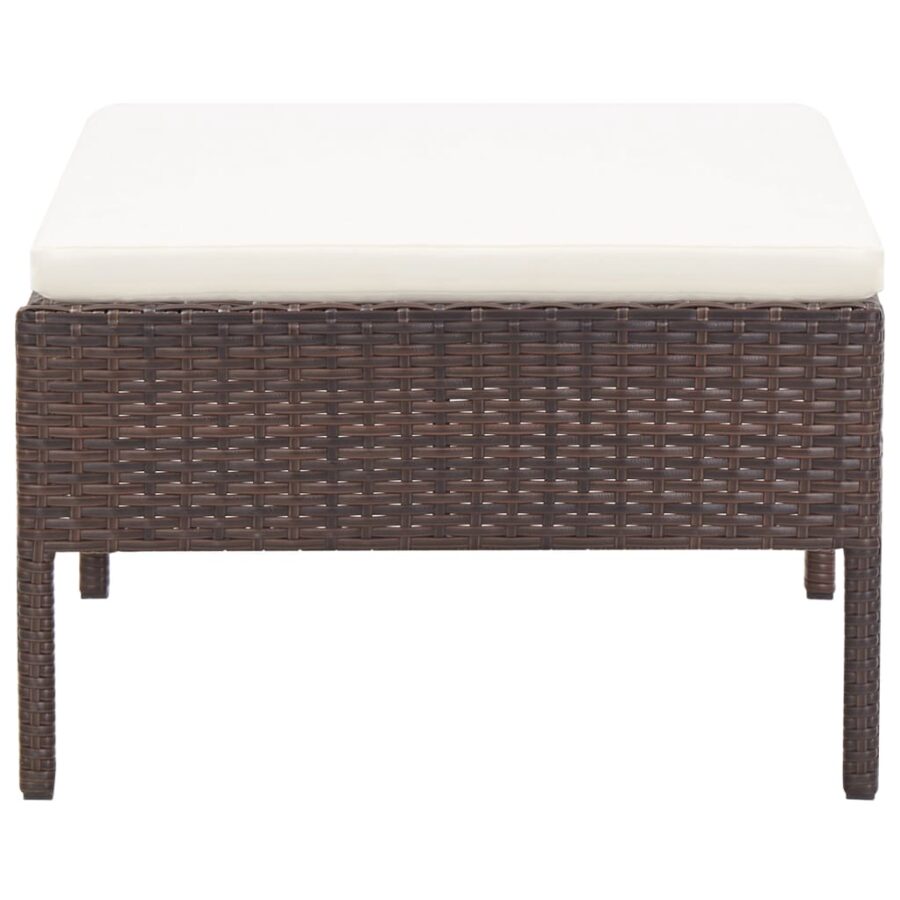 3-delige Loungeset met kussens poly rattan bruin - Afbeelding 12