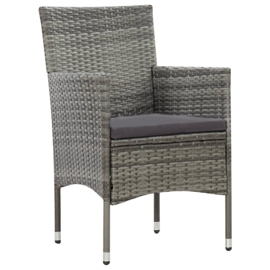 4-delige Loungeset met kussens poly rattan grijs - Afbeelding 6