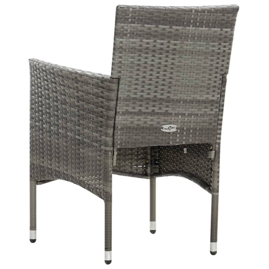 4-delige Loungeset met kussens poly rattan grijs - Afbeelding 9
