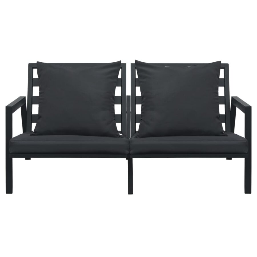 4-delige Loungeset met kussens aluminium donkergrijs - Afbeelding 5