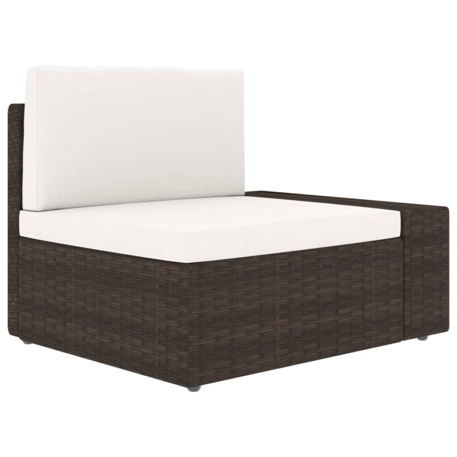 3-delige Loungeset poly rattan bruin - Afbeelding 4