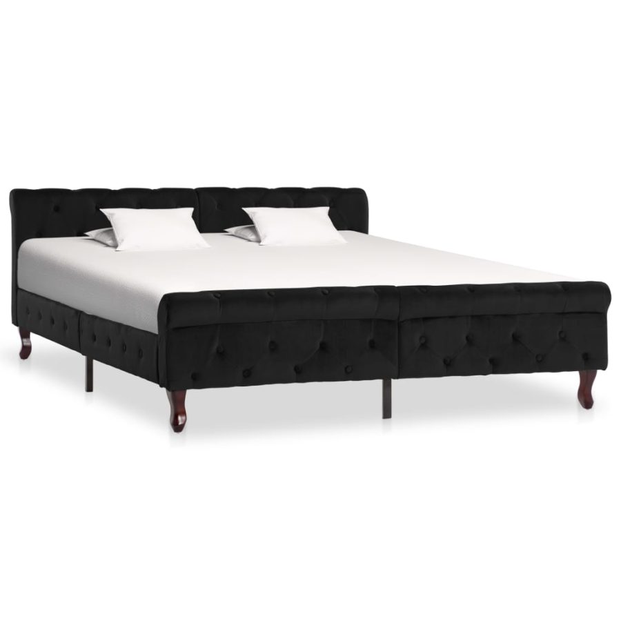 Bedframe fluweel zwart 160x200 cm