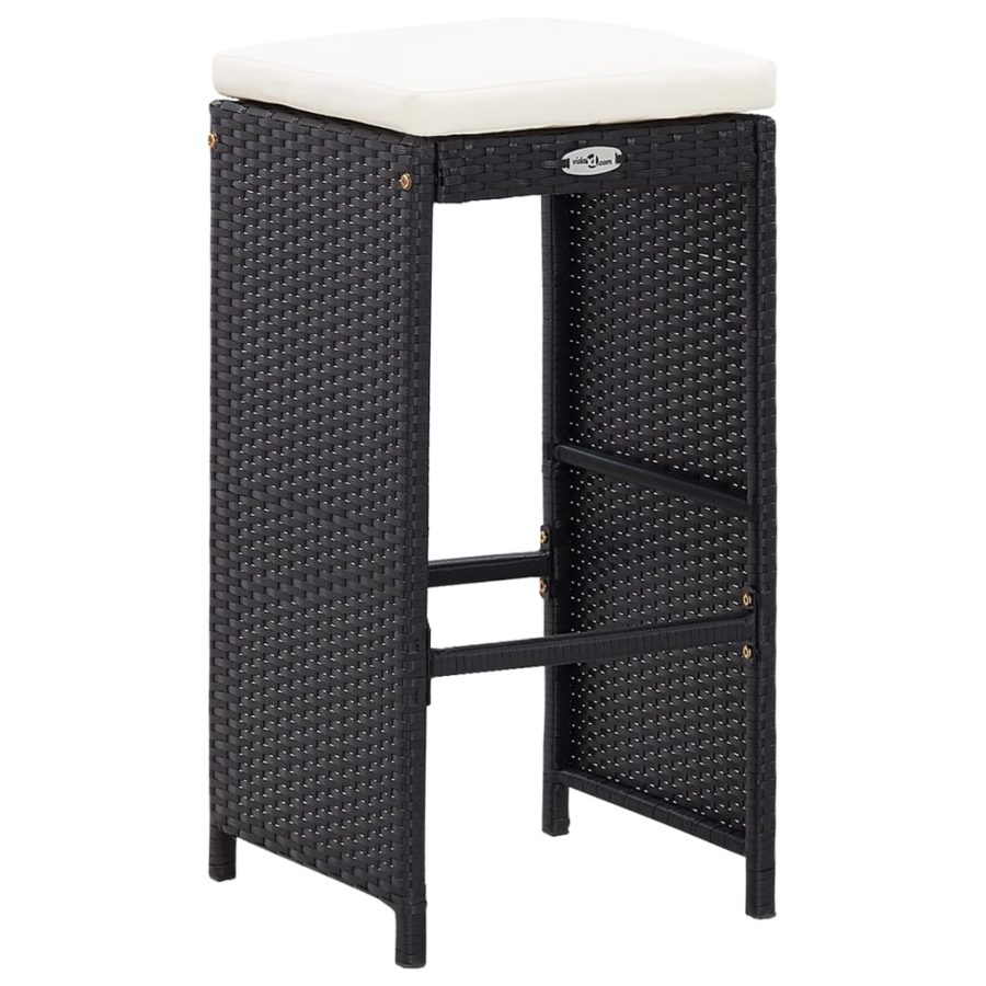 5-delige Tuinbarset poly rattan en glas zwart - Afbeelding 7
