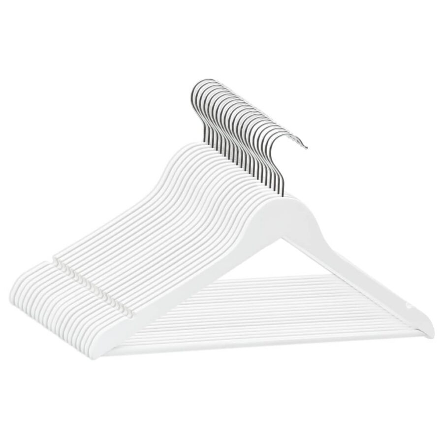 20-delige Kledinghangerset anti-slip hardhout wit - Afbeelding 2
