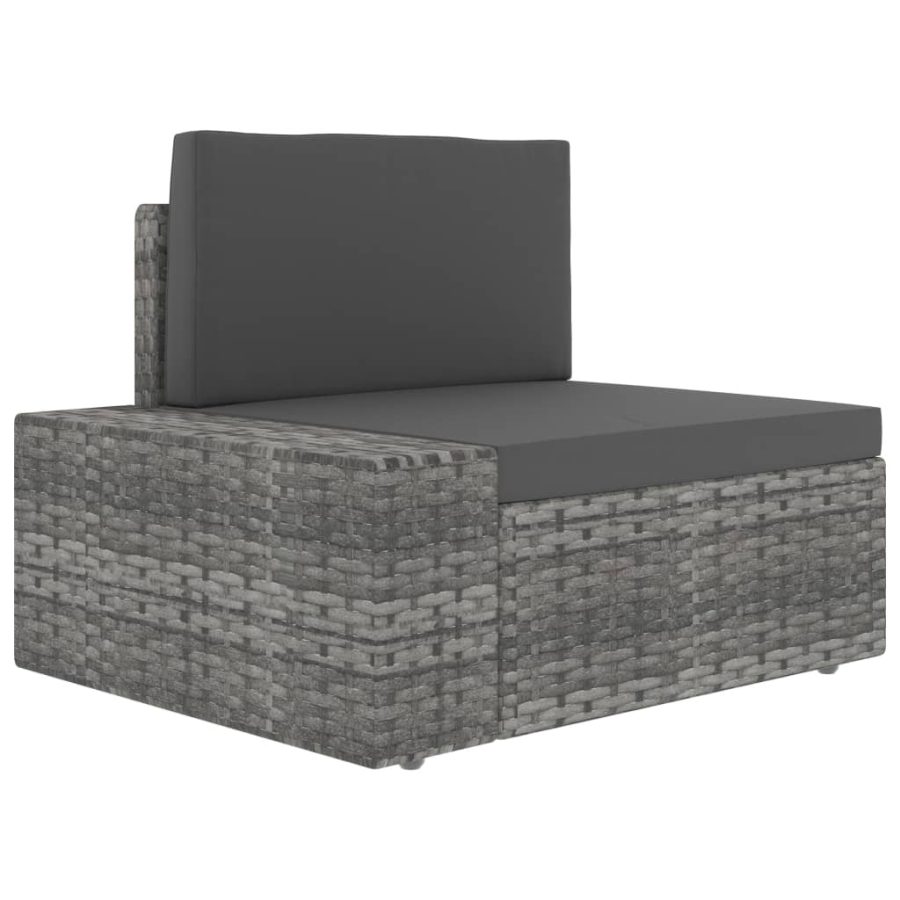 5-delige Loungeset poly rattan grijs - Afbeelding 8
