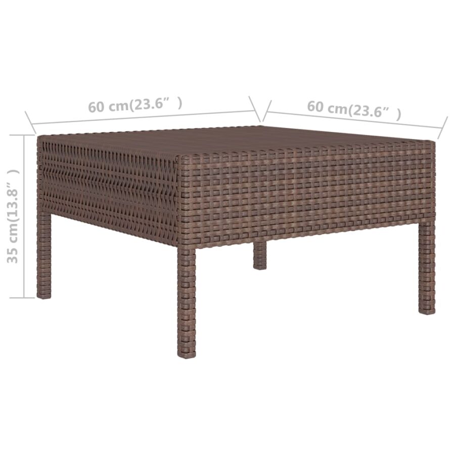 3-delige Loungeset met kussens poly rattan bruin - Afbeelding 8