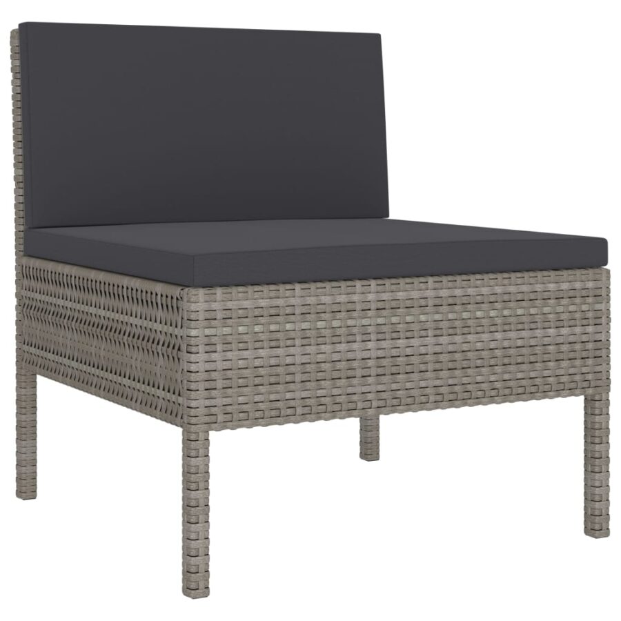 2-delige Loungeset met kussens poly rattan grijs - Afbeelding 3