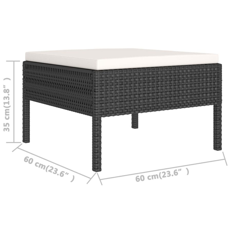 2-delige Loungeset met kussens poly rattan zwart - Afbeelding 6