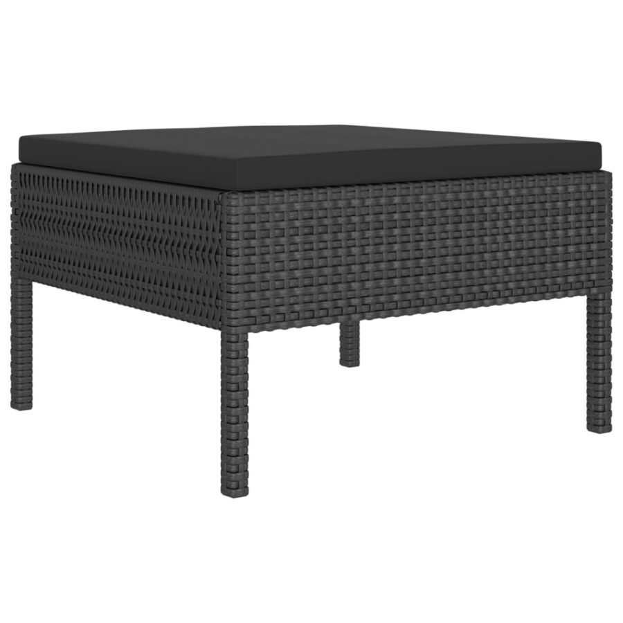 2-delige Loungeset met kussens poly rattan zwart - Afbeelding 4