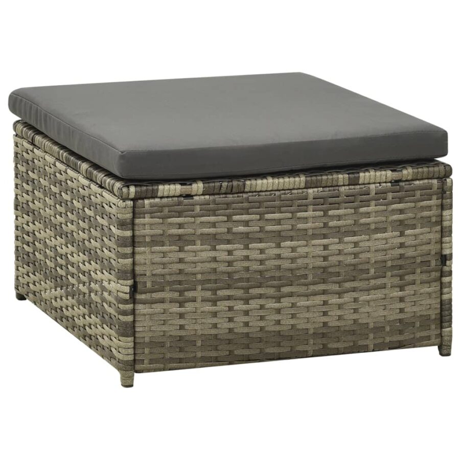 3-delige Loungeset met kussens poly rattan grijs - Afbeelding 6