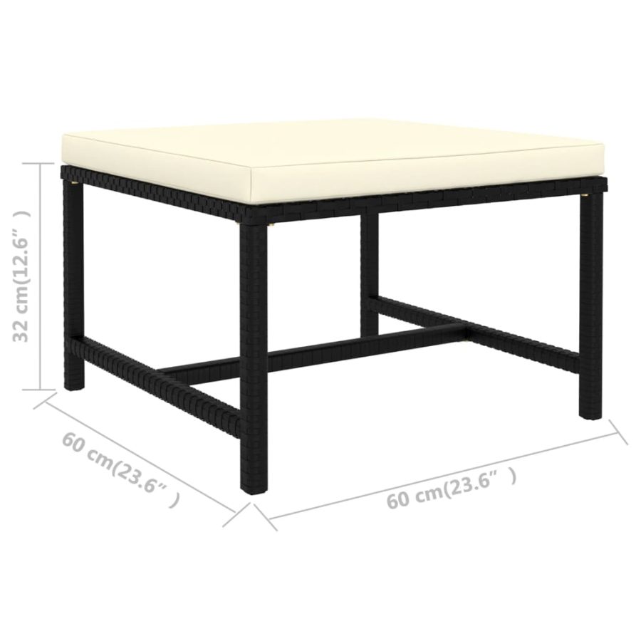 5-delige Loungeset met kussens poly rattan zwart - Afbeelding 11