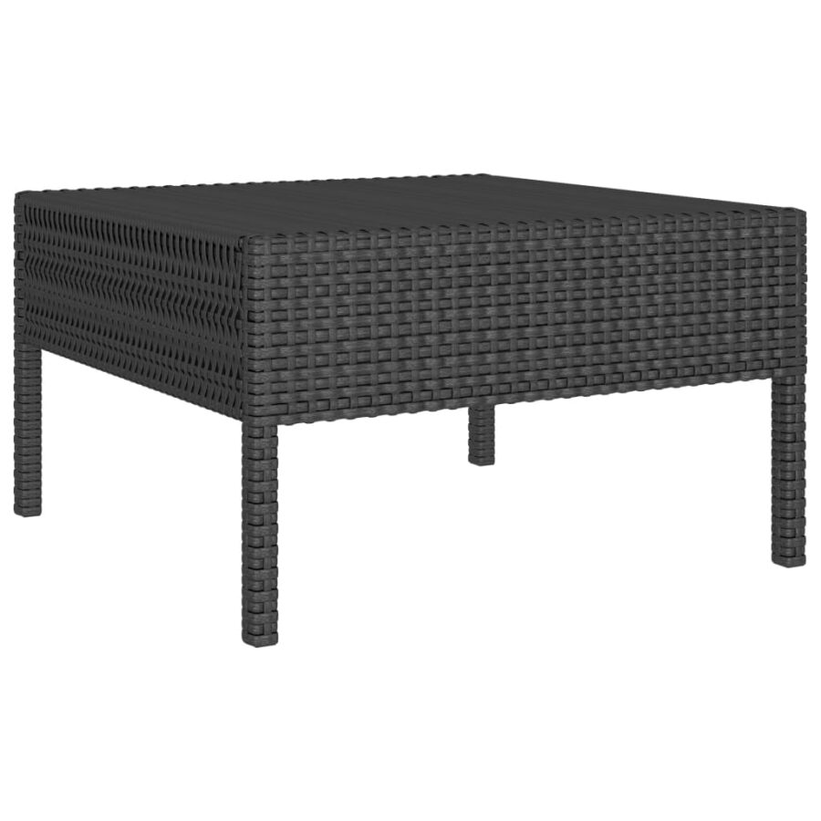 10-delige Loungeset met kussens poly rattan zwart - Afbeelding 4
