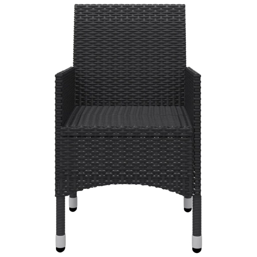 3-delige Bistroset poly rattan en acaciahout zwart - Afbeelding 7